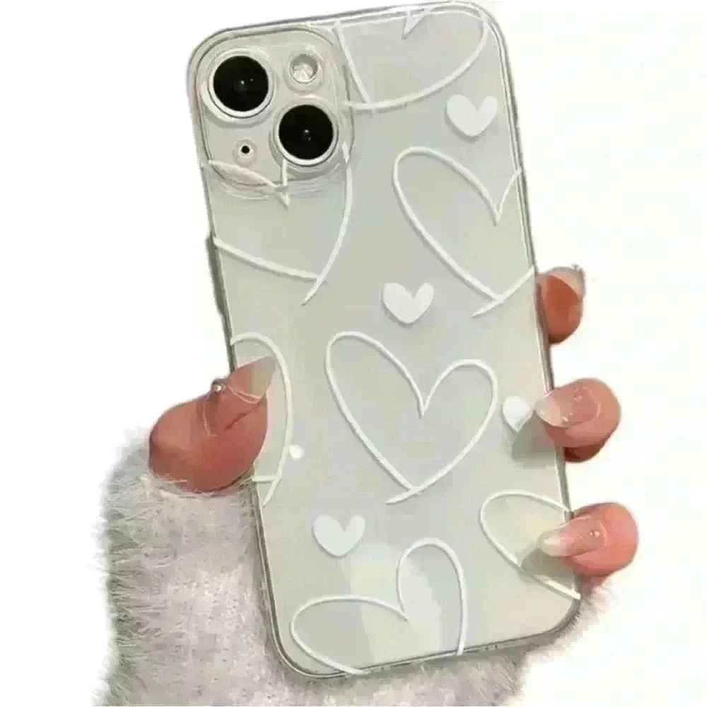 Transparent White Love Shockproof Phone Case-NWOT - Picture 1 of 3
